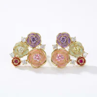 S925 Sterling Silver Purple Flower Pearl Earrings