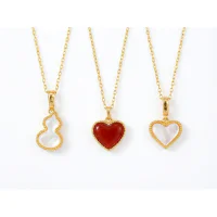 Wine Red Agate Dripping Oil Heart Pendant Necklace