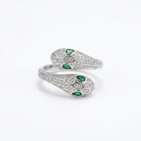 Snake CZ Emerald Gold Plated Necklace Set