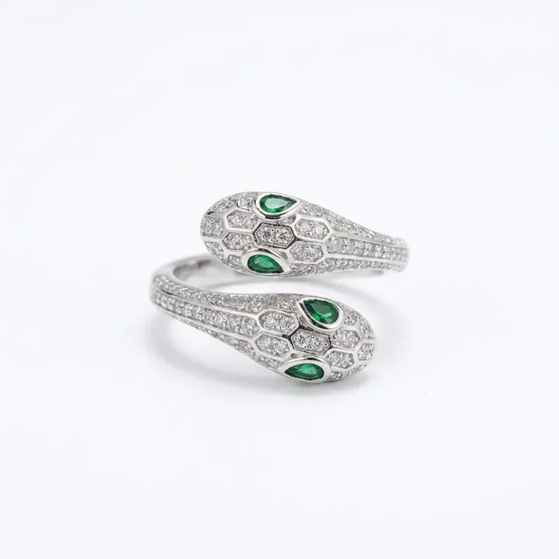 Snake CZ Emerald Gold Plated Necklace Set - image 1