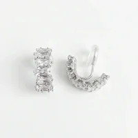 925 Silver Zircon Geometric Mosquito Coil Ear Clips