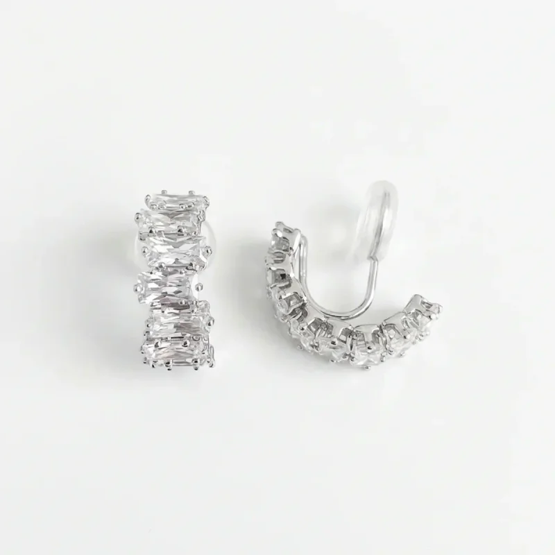 925 Silver Zircon Geometric Mosquito Coil Ear Clips - image 1