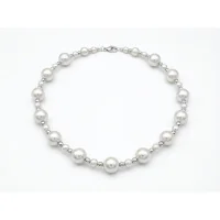 Retro Electroplated Imitation Gray Pearl Necklace with Palladium Pendant