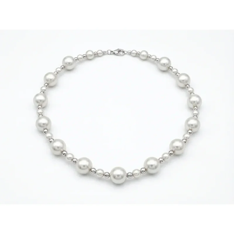 Retro Electroplated Imitation Gray Pearl Necklace with Palladium Pendant - image 1