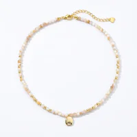 Multilayer Gold Plated Natural Stone Necklace with Zircon