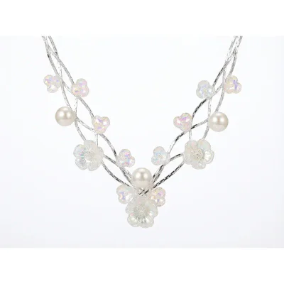 Multi-layer Flower Pearl Tassel Clavicle Necklace