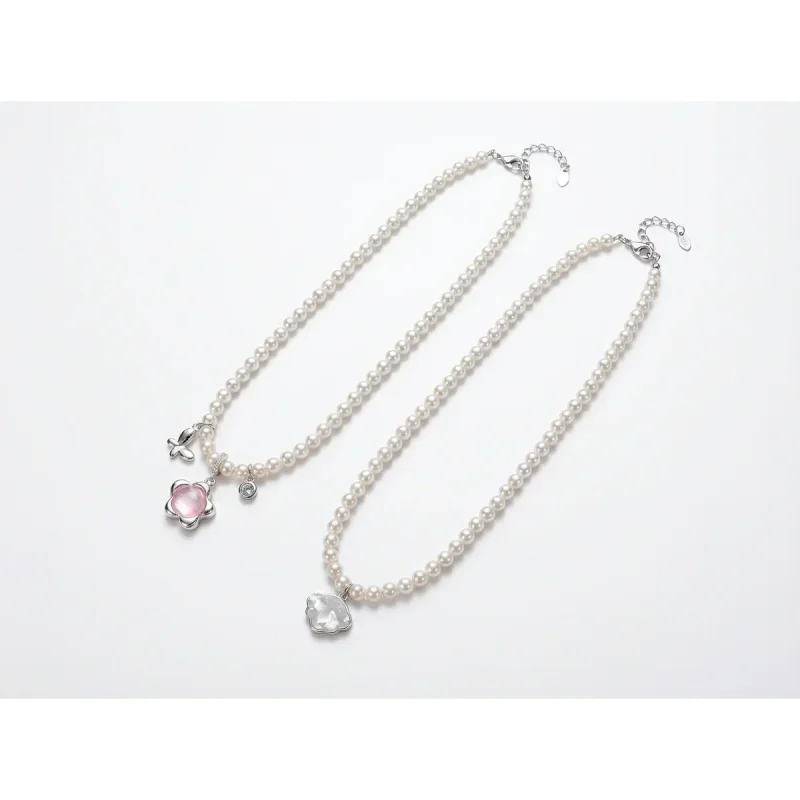 Electroplated Copper Pearl Necklace with Floral Gemstone Pendant - image 1