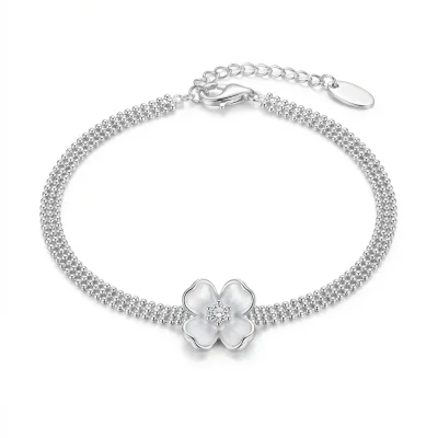 Gold Plated Copper Zircon Cherry Blossom Bracelet