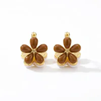 Maillard Double-Sided Flower Enamel Earrings