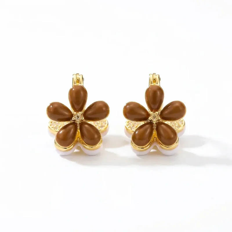 Maillard Double-Sided Flower Enamel Earrings - image 1