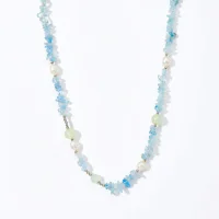 Dopamine Natural Stone Aquamarine Crystal Pearl Necklace