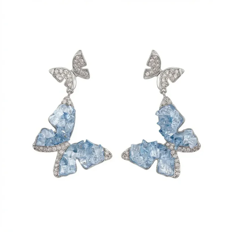 New Chinese Crystal Stud Earrings S925 Silver Needle - image 1