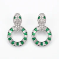Diamond Green Zircon Light Purple Pearl Snake Necklace