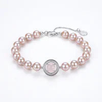 Silver Manta Rose Pearl Bracelet