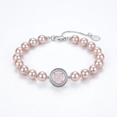 Silver Manta Rose Pearl Bracelet