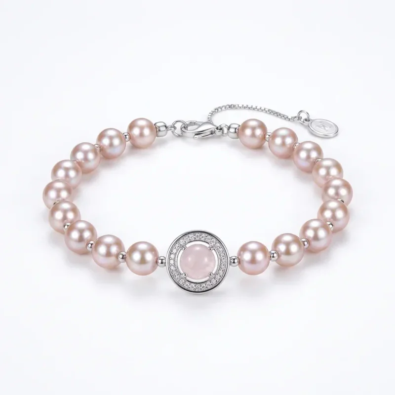 Silver Manta Rose Pearl Bracelet - image 1