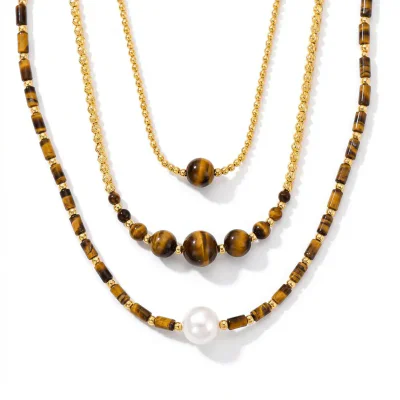 Vintage Natural Tigereye Waterdrop Necklace