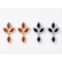 925 Silver Needle Maple Leaf Zircon Earrings Wholesale