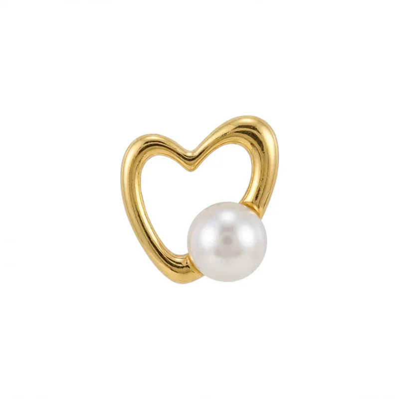 Hollow Heart Pearl Stud Earrings, 92 - imagem 1