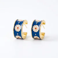 Copper Semicircle Daisy Enamel Non-Pierced Ear Clip