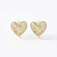 Zircon Heart Ear Clips for Non-Pierced Ears