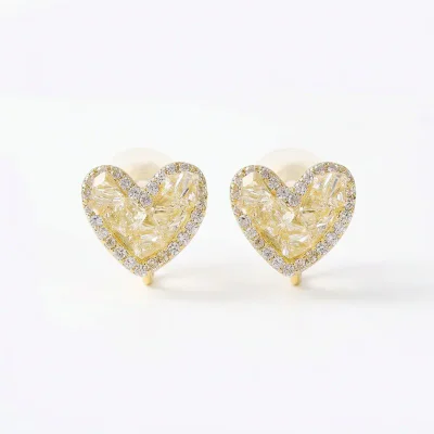 Zircon Heart Ear Clips for Non-Pierced Ears