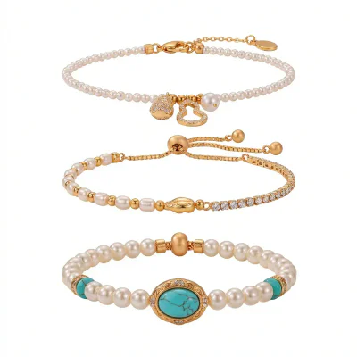 Electroplated Real Gold Perfect Circle Strong Light Pearl Bracelet