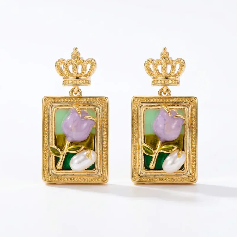 Monet Garden Natural Pearl Gold Plated Earrings - image 1