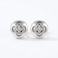 925 Silver Gold Plated Eight Awn Star Diamond Stud Earrings