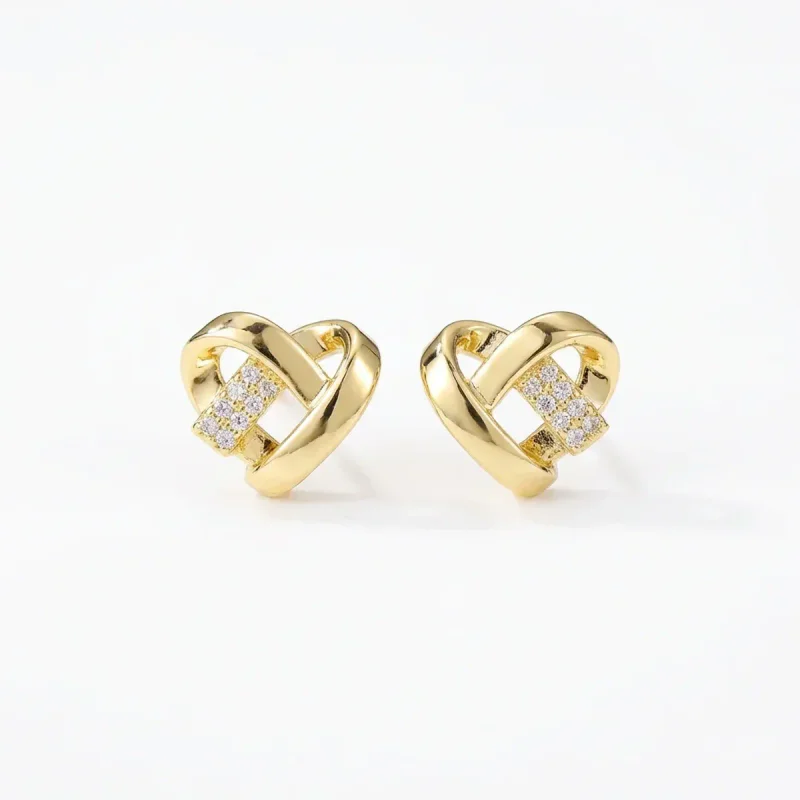 Copper Electroplated Heart Stud Earrings, 925 Sterling Silver Post - imagem 1