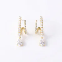 Zircon Pearl Water Drop Non-Pierced Ear