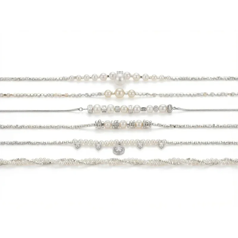 Gold Plated Pearl Rice Bead Mixed Chain Necklace - image 1