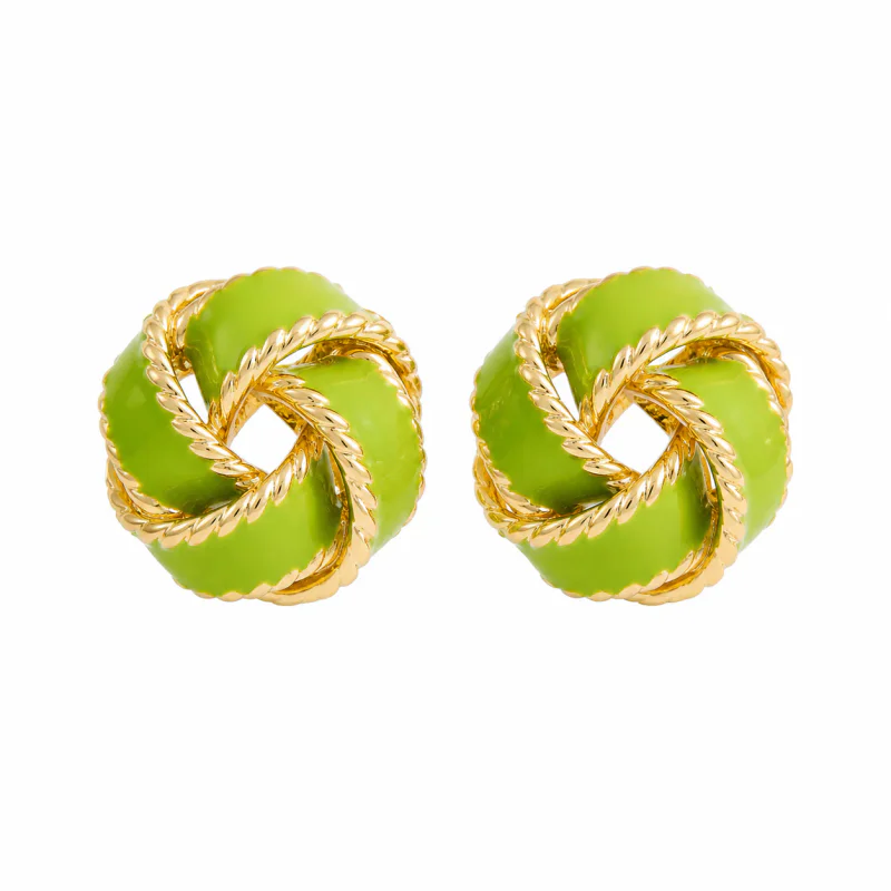 Mint Green Copper Electroplated Stud Earrings, 925 Sterling Silver Pin - image 1