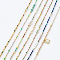 Natural Stone Freshwater Pearl Colorful Crystal Beaded Necklace