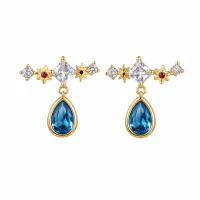 Zircon Inlaid Star Water Drop Non-Pierced