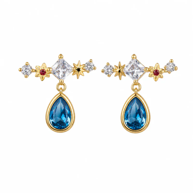 Zircon Inlaid Star Water Drop Non-Pierced - image 1