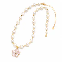 Pink Camellia Pearl Pendant Necklace