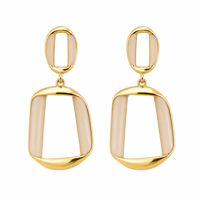 925 Silver Pin Geometric Oil Drip Drop Earrings