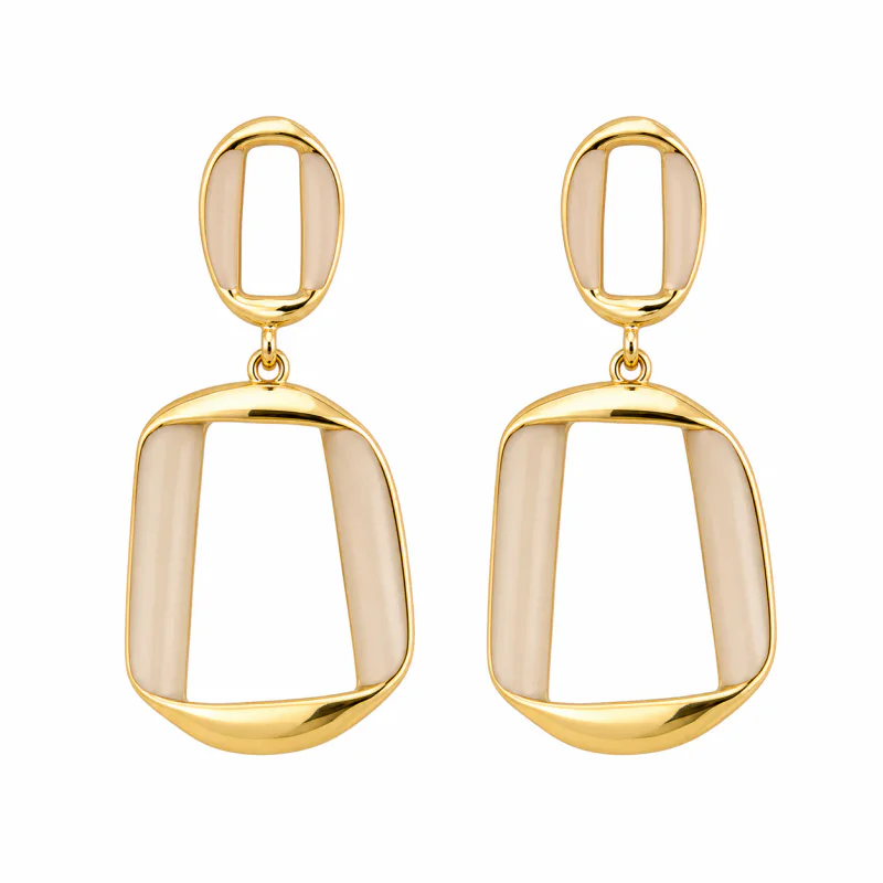 925 Silver Pin Geometric Oil Drip Drop Earrings - hình ảnh 1