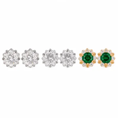 Color Zircon 925 Silver Stud Earrings