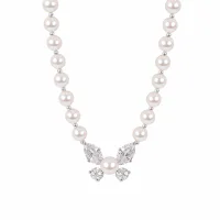 Manta Rose Violet Pearl Butterfly Necklace Set