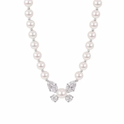 Manta Rose Violet Pearl Butterfly Necklace Set