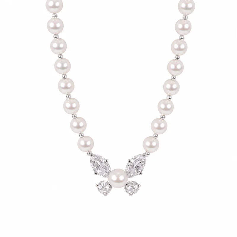 Manta Rose Violet Pearl Butterfly Necklace Set - image 1