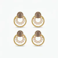 Geometric Copper Pearl Non-Pierced Ear Clip