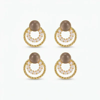 Geometric Copper Pearl Non-Pierced Ear Clip