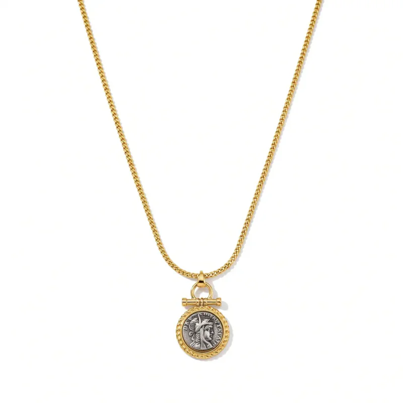 Roman Coin Pendant Necklace - hình ảnh 1