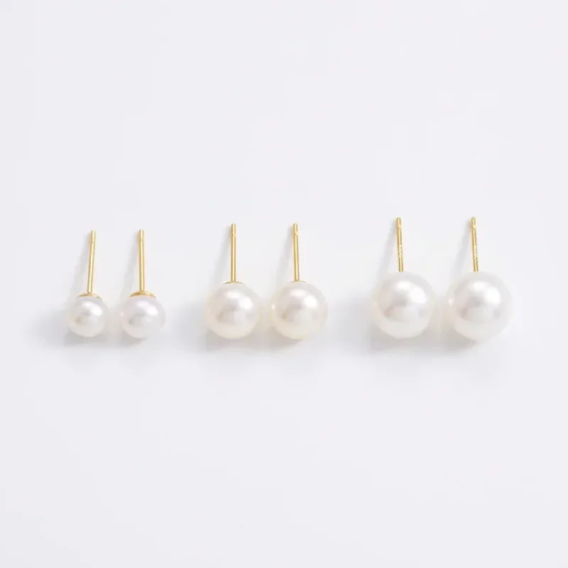 6mm Natural Freshwater Pearl S925 Sterling Silver Ear Studs - hình ảnh 1