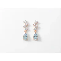 Blue Topaz Zircon Water Drop Earrings & Ear Clips