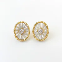 925 Sterling Silver Butterfly Mother-of-Pearl Zircon Stud Earrings