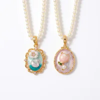 Monet Enamel Pearl Detachable Pendant Necklace